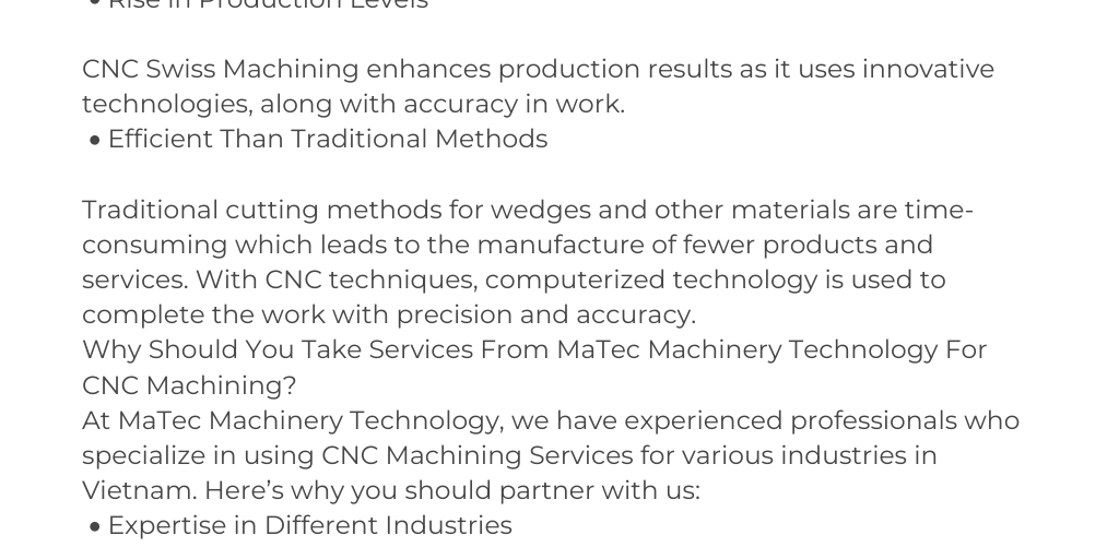 MaTec Machinery Technology: The Best CNC Machining Services in Vietnam by Matec Viet - Infogram