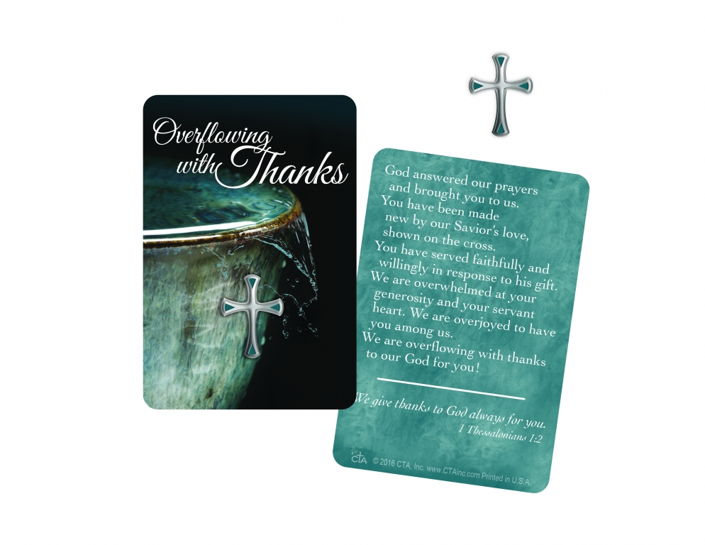 Overflowing with Thanks Lapel Pin and Card - The Christian Shop