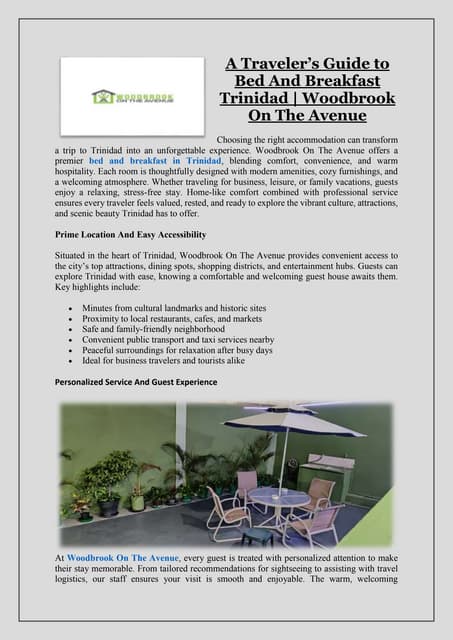 A Traveler’s Guide to Bed And Breakfast Trinidad - Woodbrook On The Avenue.pdf